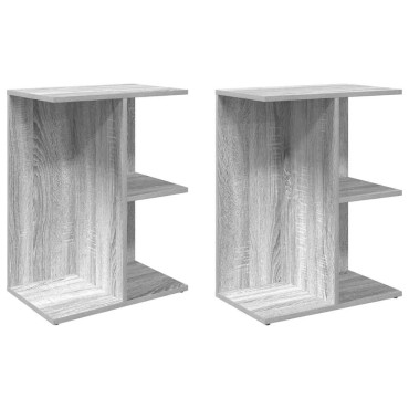 vidaXL Κομοδίνα 2 τεμ. Γκρι Sonoma 46,5x29x61cm Επεξεργασμένο Ξύλο