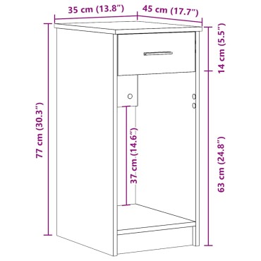 vidaXL Βάση πύργου υπολογιστή με συρτάρι Γκρι Sonoma 35x45x77cm 1 τεμ.