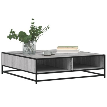 vidaXL Τραπεζάκι Σαλονιού Γκρι Sonoma 100x100x30cm Επεξ. Ξύλο/Μέταλλο 1 τεμ.