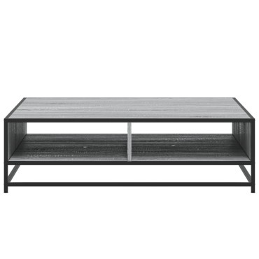 vidaXL Τραπεζάκι Σαλονιού Γκρι Sonoma 100x100x30cm Επεξ. Ξύλο/Μέταλλο 1 τεμ.