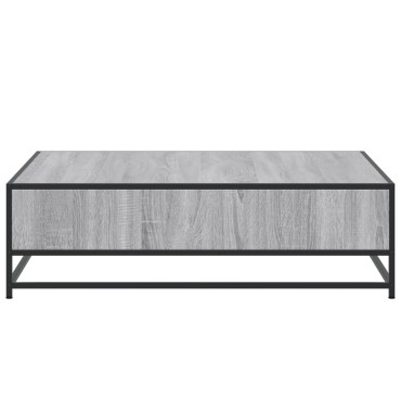 vidaXL Τραπεζάκι Σαλονιού Γκρι Sonoma 100x100x30cm Επεξ. Ξύλο/Μέταλλο 1 τεμ.