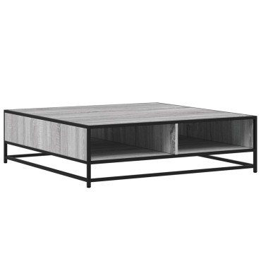 vidaXL Τραπεζάκι Σαλονιού Γκρι Sonoma 100x100x30cm Επεξ. Ξύλο/Μέταλλο 1 τεμ.
