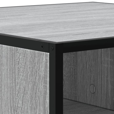 vidaXL Τραπεζάκι Σαλονιού Γκρι Sonoma 100x100x30cm Επεξ. Ξύλο/Μέταλλο 1 τεμ.