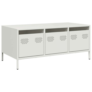 vidaXL Τραπεζάκι Σαλονιού Λευκό 101,5x50x43,5cm Χάλυβα Ψυχρής Έλασης 1 τεμ.