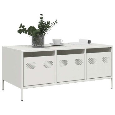 vidaXL Τραπεζάκι Σαλονιού Λευκό 101,5x50x43,5cm Χάλυβα Ψυχρής Έλασης 1 τεμ.
