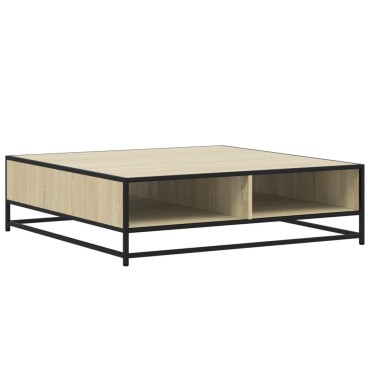 vidaXL Τραπεζάκι Σαλονιού Sonoma Δρυς 100x100x30cm Επ. Ξύλο & Μέταλλο 1 τεμ.