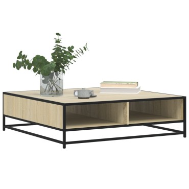 vidaXL Τραπεζάκι Σαλονιού Sonoma Δρυς 100x100x30cm Επ. Ξύλο & Μέταλλο 1 τεμ.