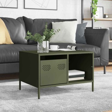 vidaXL Τραπεζάκι Σαλονιού Λαδί 68,5x50x43,5cm Χάλυβα Ψυχρής Έλασης 1 τεμ.