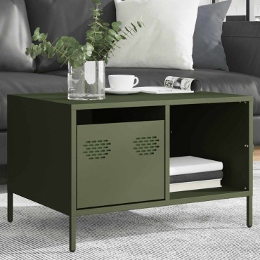 vidaXL Τραπεζάκι Σαλονιού Λαδί 68,5x50x43,5cm Χάλυβα Ψυχρής Έλασης 1 τεμ.