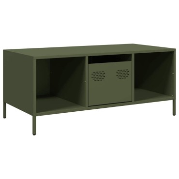 vidaXL Τραπεζάκι Σαλονιού Λαδί 101,5x50x43,5cm Χάλυβα Ψυχρής Έλασης 1 τεμ.