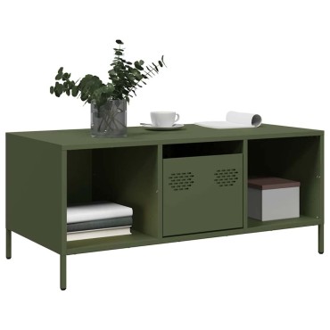 vidaXL Τραπεζάκι Σαλονιού Λαδί 101,5x50x43,5cm Χάλυβα Ψυχρής Έλασης 1 τεμ.