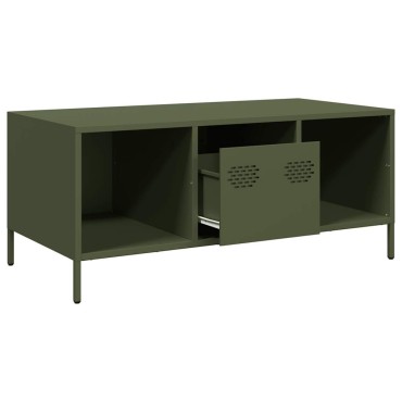 vidaXL Τραπεζάκι Σαλονιού Λαδί 101,5x50x43,5cm Χάλυβα Ψυχρής Έλασης 1 τεμ.