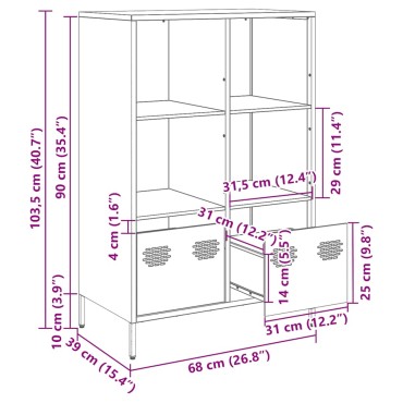 vidaXL Ντουλάπα Ροζ 68x39x103,5cm από Χάλυβα 1 τεμ.