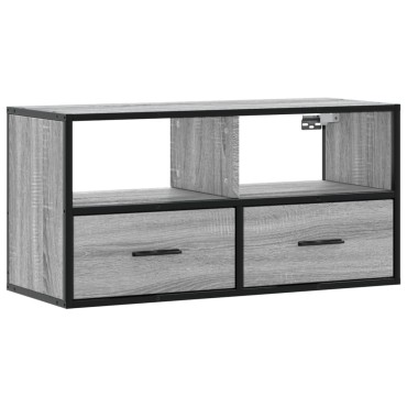 vidaXL Έπιπλο Τηλεόρασης Γκρι Sonoma 80x31x39,5cm Επεξ.Ξύλο/Μέταλλο