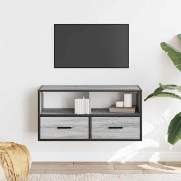 vidaXL Έπιπλο Τηλεόρασης Γκρι Sonoma 80x31x39,5cm Επεξ.Ξύλο/Μέταλλο