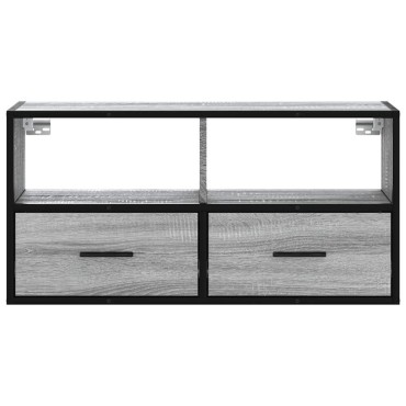vidaXL Έπιπλο Τηλεόρασης Γκρι Sonoma 80x31x39,5cm Επεξ.Ξύλο/Μέταλλο