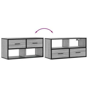 vidaXL Έπιπλο Τηλεόρασης Γκρι Sonoma 80x31x39,5cm Επεξ.Ξύλο/Μέταλλο