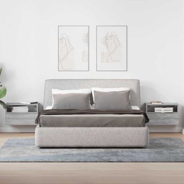 vidaXL Κομοδίνα Επιτοίχια 2 τεμ. Γκρι Sonoma 45x26x28,5cm