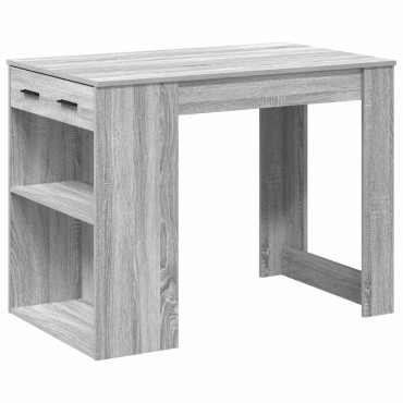 vidaXL Γραφείο με συρτάρι και ράφι Γκρι Sonoma 102x62x77,5cm