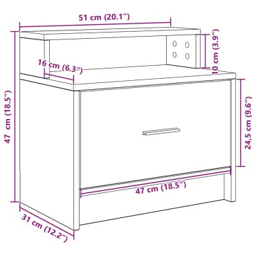 vidaXL Κομοδίνα με συρτάρι 2 τεμ. Αρτισιανή Δρυς 51x31x47cm