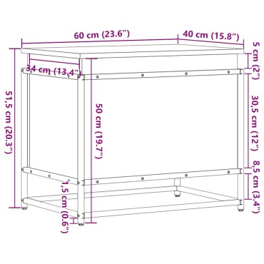 vidaXL Κουτί Αποθήκευσης με Γκρι Sonoma 60x40x51,5 εκ. Επεξ. Ξύλο