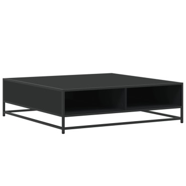 vidaXL Τραπεζάκι Σαλονιού Μαύρο 100x100x30cm από Επεξ. Ξύλο/Μέταλλο 1 τεμ.