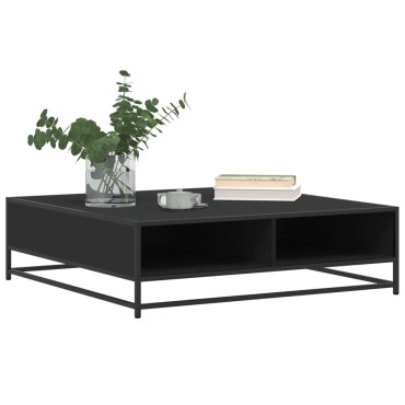 vidaXL Τραπεζάκι Σαλονιού Μαύρο 100x100x30cm από Επεξ. Ξύλο/Μέταλλο 1 τεμ.