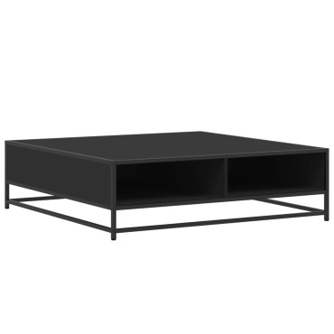 vidaXL Τραπεζάκι Σαλονιού Μαύρο 100x100x30cm από Επεξ. Ξύλο/Μέταλλο 1 τεμ.