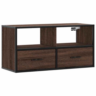 vidaXL Έπιπλο Τηλεόρασης Καφέ Δρυς 80x31x39,5cm Επεξ.Ξύλο/Μέταλλο