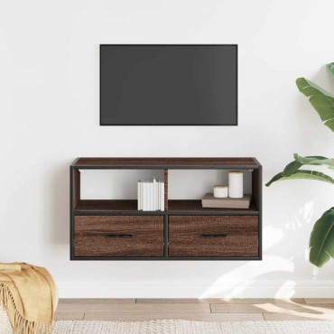 vidaXL Έπιπλο Τηλεόρασης Καφέ Δρυς 80x31x39,5cm Επεξ.Ξύλο/Μέταλλο