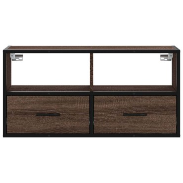 vidaXL Έπιπλο Τηλεόρασης Καφέ Δρυς 80x31x39,5cm Επεξ.Ξύλο/Μέταλλο