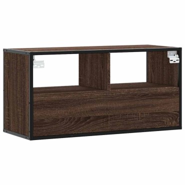 vidaXL Έπιπλο Τηλεόρασης Καφέ Δρυς 80x31x39,5cm Επεξ.Ξύλο/Μέταλλο