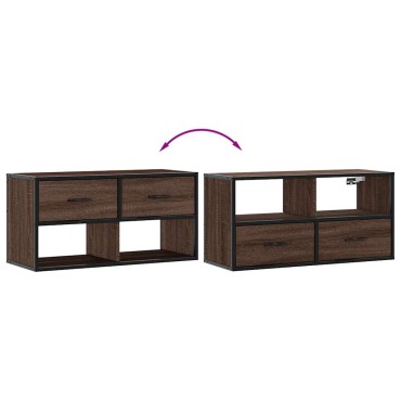 vidaXL Έπιπλο Τηλεόρασης Καφέ Δρυς 80x31x39,5cm Επεξ.Ξύλο/Μέταλλο