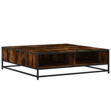 vidaXL Τραπεζάκι Σαλονιού Καπνιστή Δρυς 100x100x30cm Επ. Ξύλο/Μέταλλο 1 τεμ.