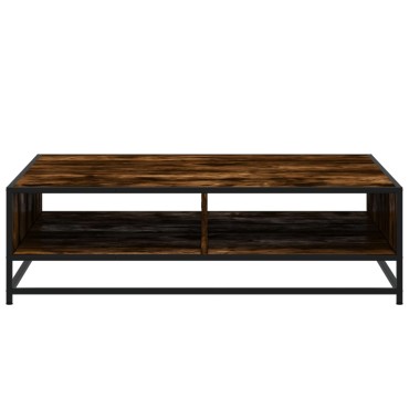 vidaXL Τραπεζάκι Σαλονιού Καπνιστή Δρυς 100x100x30cm Επ. Ξύλο/Μέταλλο 1 τεμ.