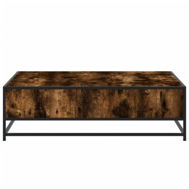 vidaXL Τραπεζάκι Σαλονιού Καπνιστή Δρυς 100x100x30cm Επ. Ξύλο/Μέταλλο 1 τεμ.
