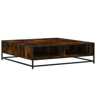 vidaXL Τραπεζάκι Σαλονιού Καπνιστή Δρυς 100x100x30cm Επ. Ξύλο/Μέταλλο 1 τεμ.