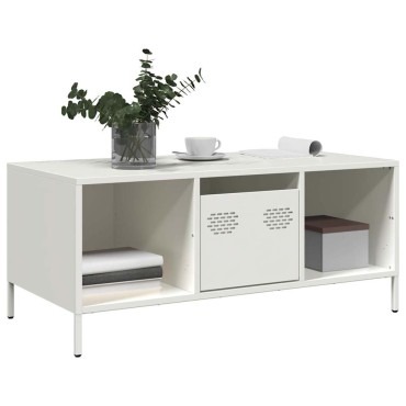 vidaXL Τραπεζάκι Σαλονιού Λευκό 101,5x50x43,5cm Χάλυβα Ψυχρής Έλασης 1 τεμ.