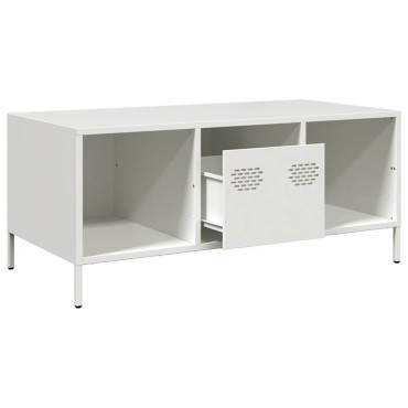 vidaXL Τραπεζάκι Σαλονιού Λευκό 101,5x50x43,5cm Χάλυβα Ψυχρής Έλασης 1 τεμ.