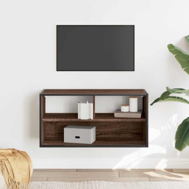 vidaXL Έπιπλο Τηλεόρασης Καφέ Δρυς 80x31x39,5cm Επεξ.Ξύλο/Μέταλλο
