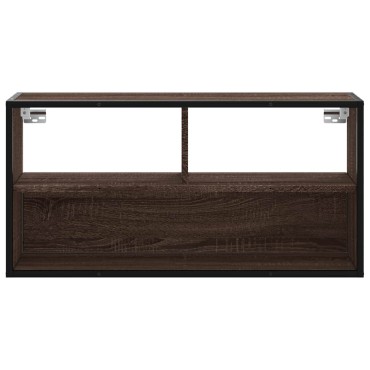 vidaXL Έπιπλο Τηλεόρασης Καφέ Δρυς 80x31x39,5cm Επεξ.Ξύλο/Μέταλλο