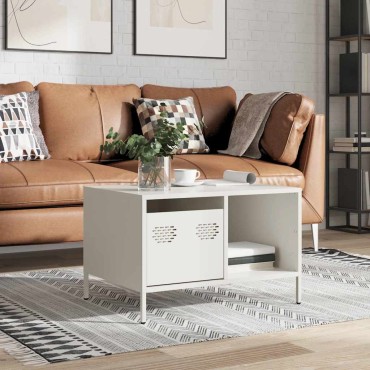 vidaXL Τραπεζάκι Σαλονιού Λευκό 68,5x50x43,5cm Χάλυβα Ψυχρής Έλασης 1 τεμ.