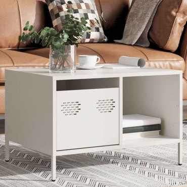 vidaXL Τραπεζάκι Σαλονιού Λευκό 68,5x50x43,5cm Χάλυβα Ψυχρής Έλασης 1 τεμ.