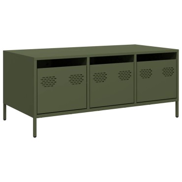 vidaXL Τραπεζάκι Σαλονιού Λαδί 101,5x50x43,5cm Χάλυβα Ψυχρής Έλασης 1 τεμ.