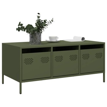 vidaXL Τραπεζάκι Σαλονιού Λαδί 101,5x50x43,5cm Χάλυβα Ψυχρής Έλασης 1 τεμ.