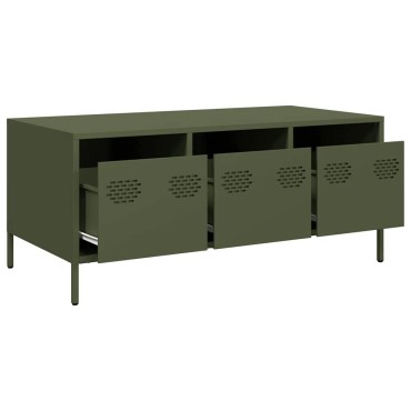 vidaXL Τραπεζάκι Σαλονιού Λαδί 101,5x50x43,5cm Χάλυβα Ψυχρής Έλασης 1 τεμ.