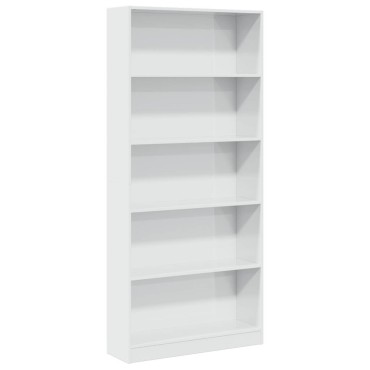 vidaXL Βιβλιοθήκη Γυαλιστερό Λευκό 80x24x176cm από Επεξ.Ξύλο 1 τεμ.