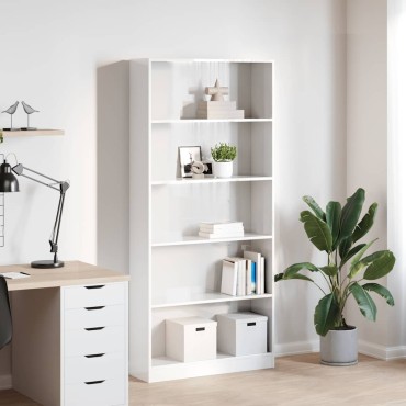 vidaXL Βιβλιοθήκη Γυαλιστερό Λευκό 80x24x176cm από Επεξ.Ξύλο 1 τεμ.