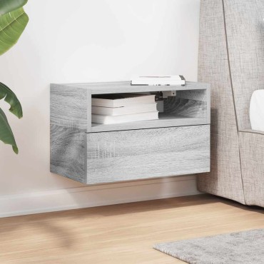 vidaXL Κομοδίνα Επιτοίχια Γκρι Sonoma 45x26x28,5cm 1 τεμ.