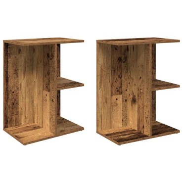 vidaXL Κομοδίνα 2 τεμ. Όψη Παλαιού Ξύλου 46,5x29x61cm από Επεξ. Ξύλο